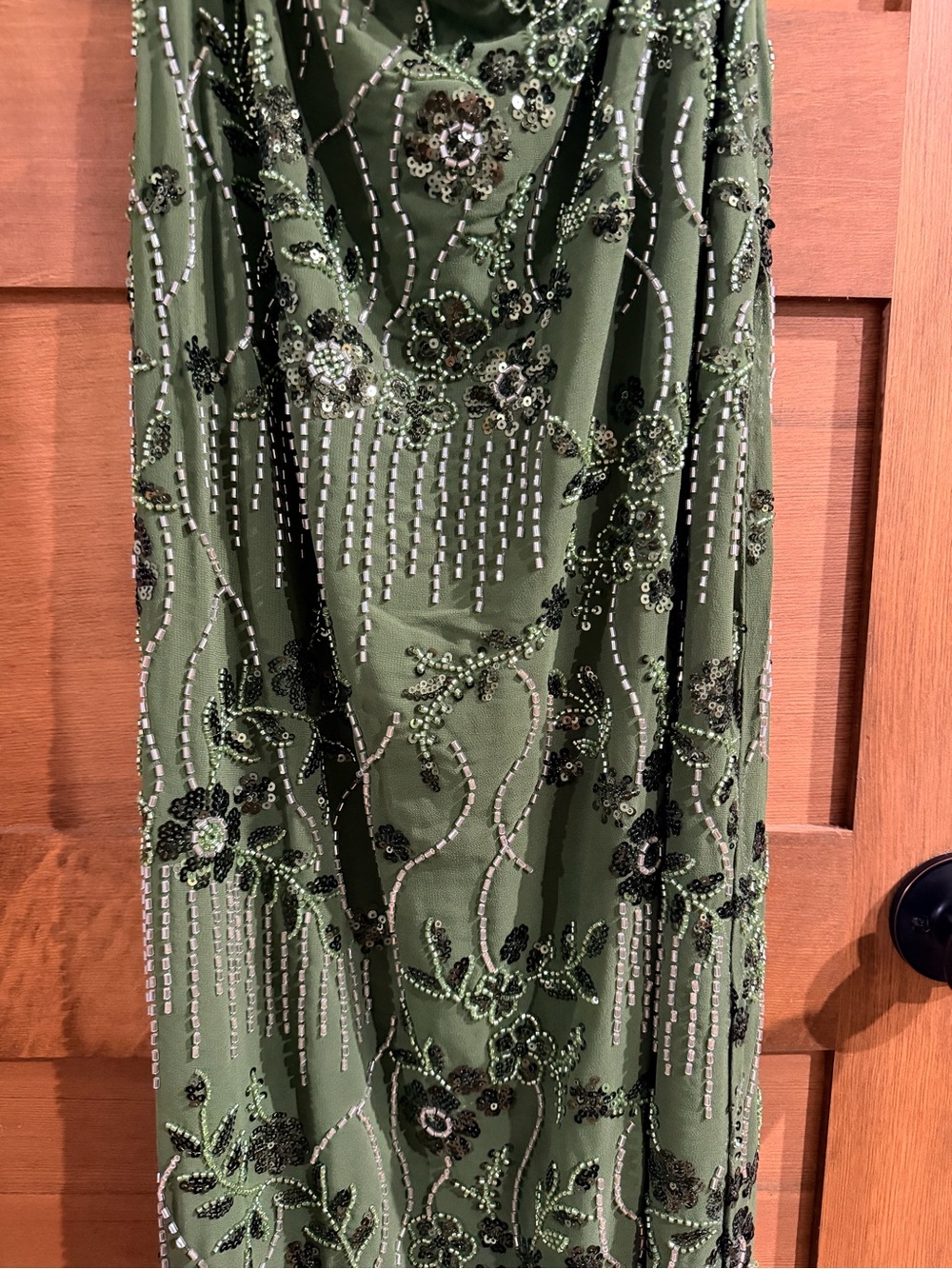 Peppermayo Olive Green Maxi Dress with Floral Embroidery - Picture 3 of 4